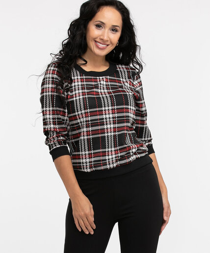 Plaid Knit Pullover Image 2