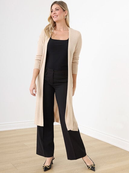 Maxi Open-Front Knit Cardigan Sweater Image 1