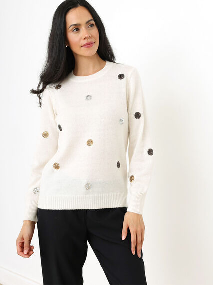 Petite Sequin Dot Pullover Sweater Image 5