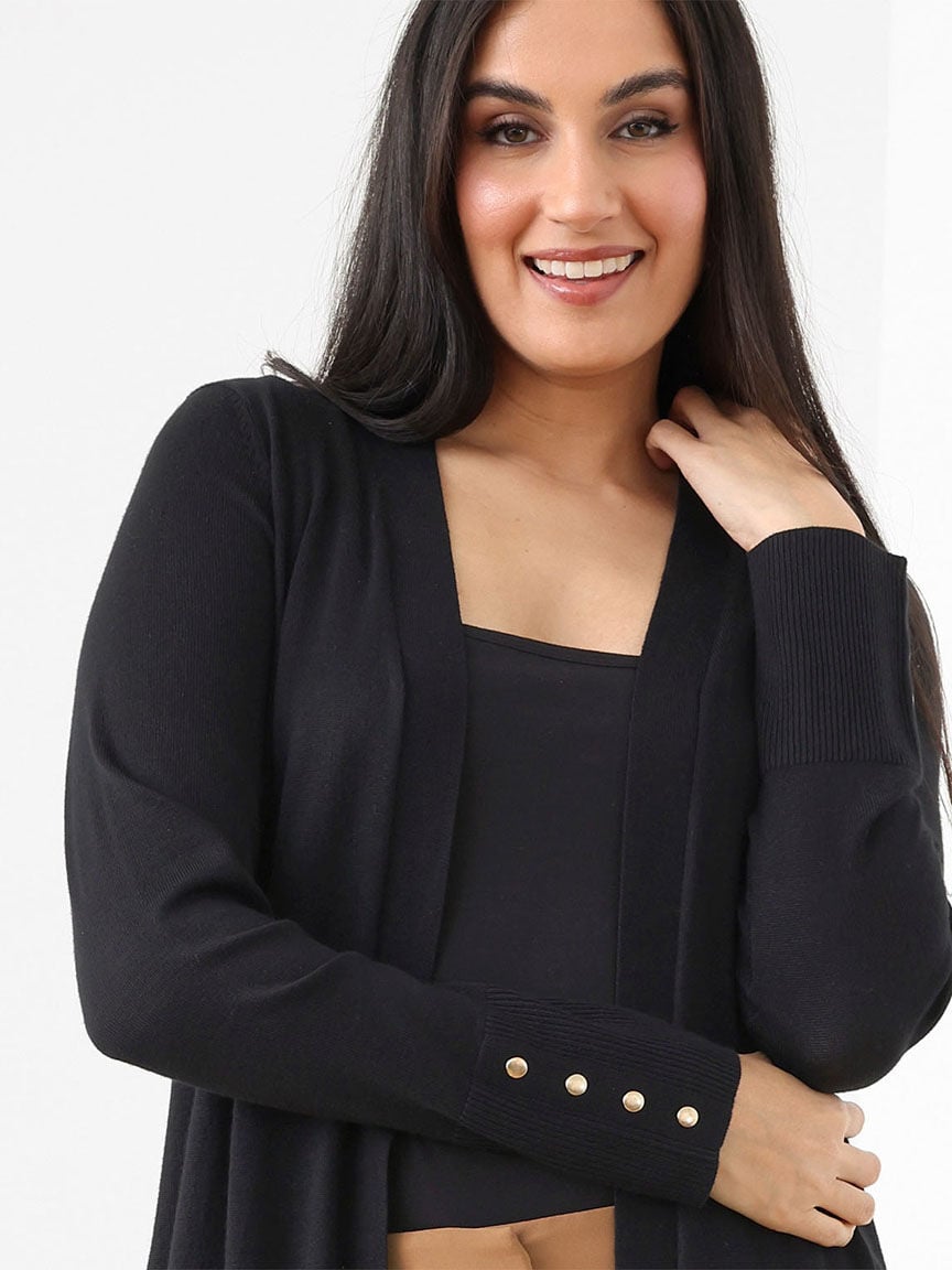 Open front knit cardigan sweater Cleo Black M