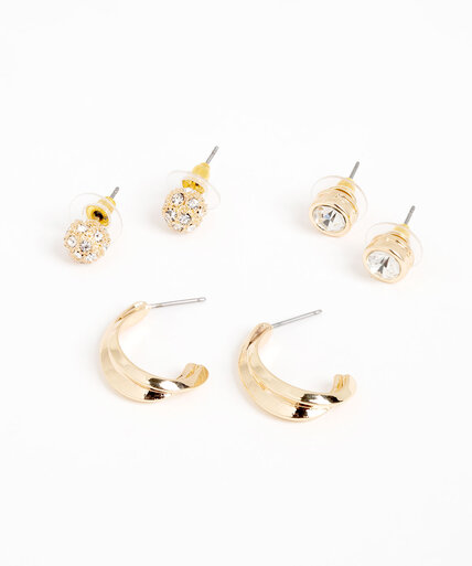 Gold & Crystal Earring 3-Pack Image 1