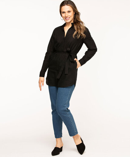 Black Cotton Linen Tunic Blouse Image 4