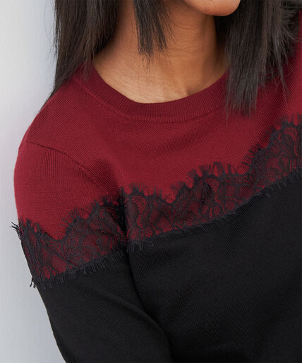 Lace Trim Colourblock Sweater Image 6