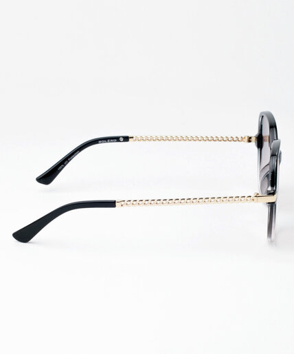 Black & Pink Sunglasses with Gold Metal Detail Image 3