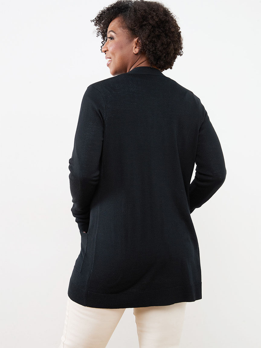 Black open cardigan sweater on sale