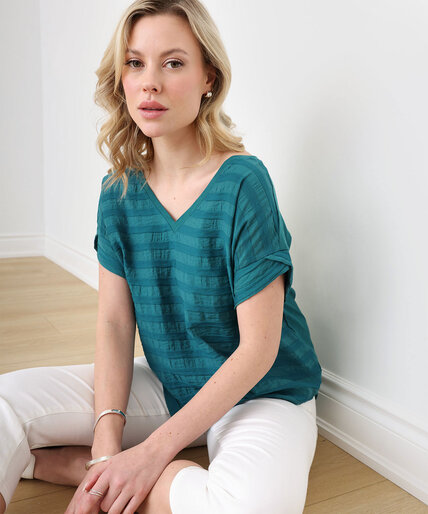 Low Impact Knit Short Sleeve V-Neck Top Image 5