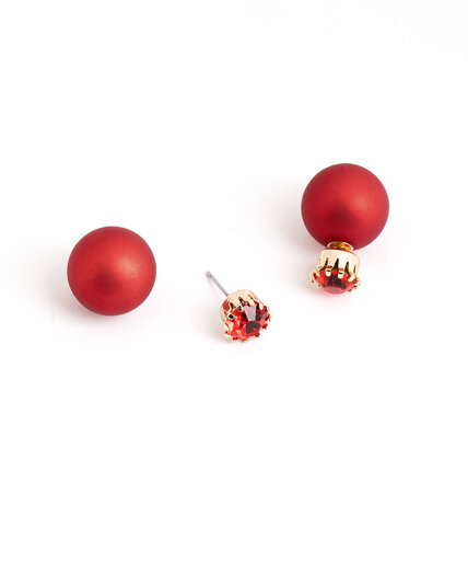 Red Jewel Ball Earring Image 1