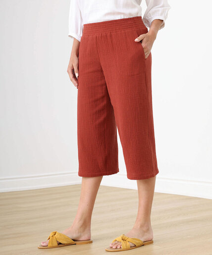 Low Impact Textured Pull-On Crop Pant Image 1