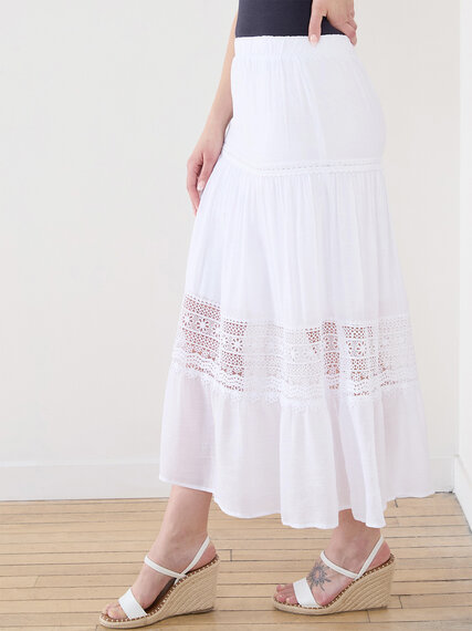 Gauze Peasant Skirt with Lace Detail Image 5