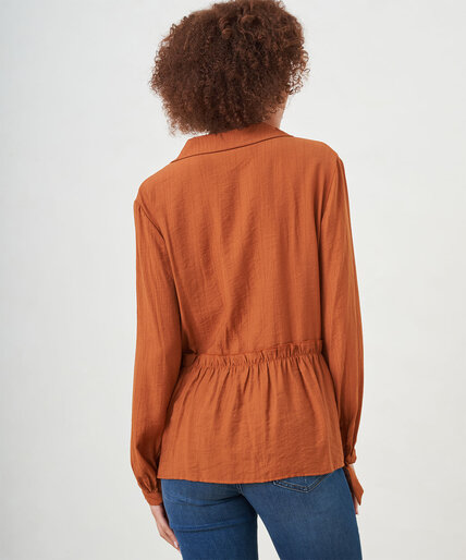 Collared Button Front Ruffle Blouse Image 4