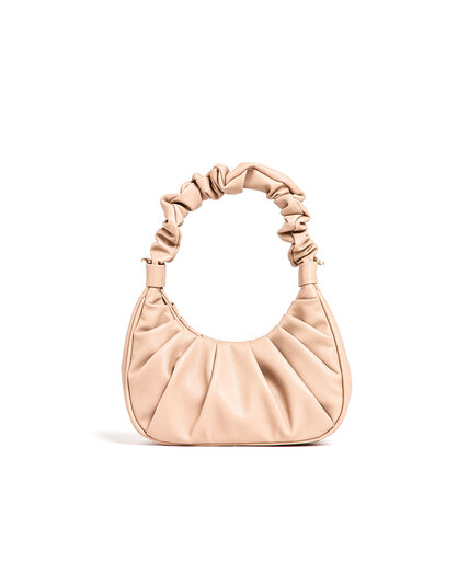 Taupe Ruched Vegan Leather Bag Image 1