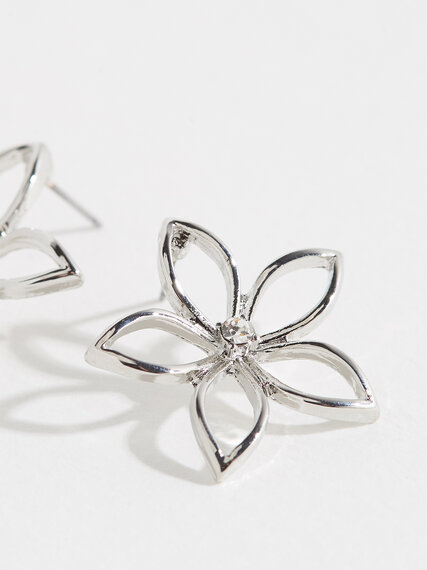 Silver Flower Earrings Image 4