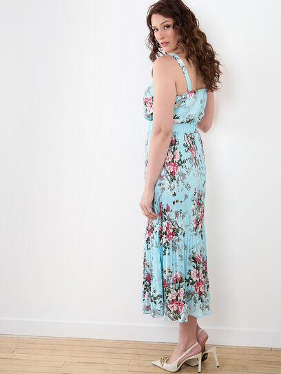 Satin V-Neck Floral Maxi Dress