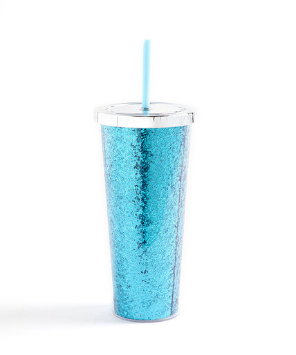 Glitter Tumbler With Straw Image 1