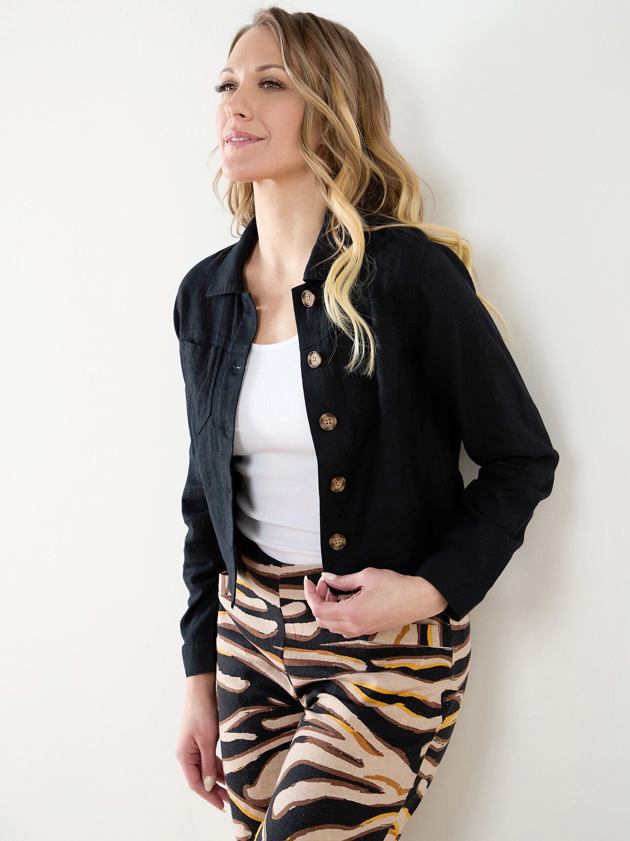 CLEO Linen Blend Jacket Coquitlam Centre