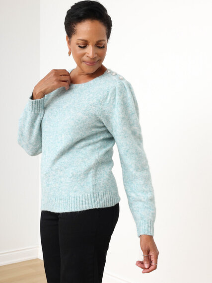 Button-Shoulder Pullover Sweater Image 4