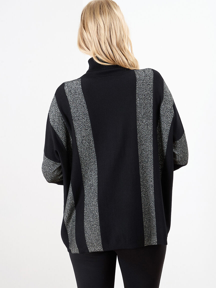 Shimmer turtleneck sweater Cleo Black Shimmer Stripe S M
