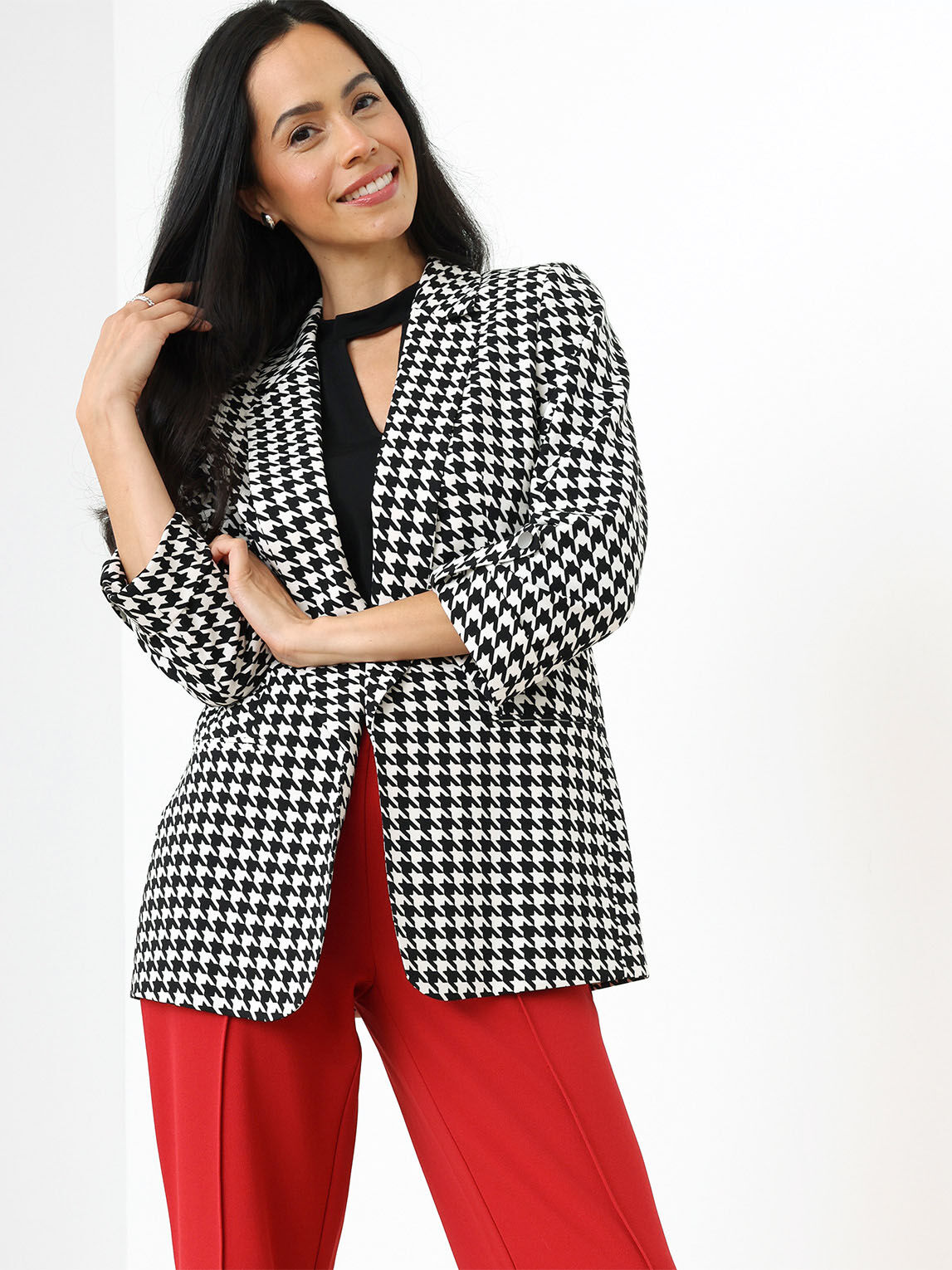 Petite deals houndstooth blazer