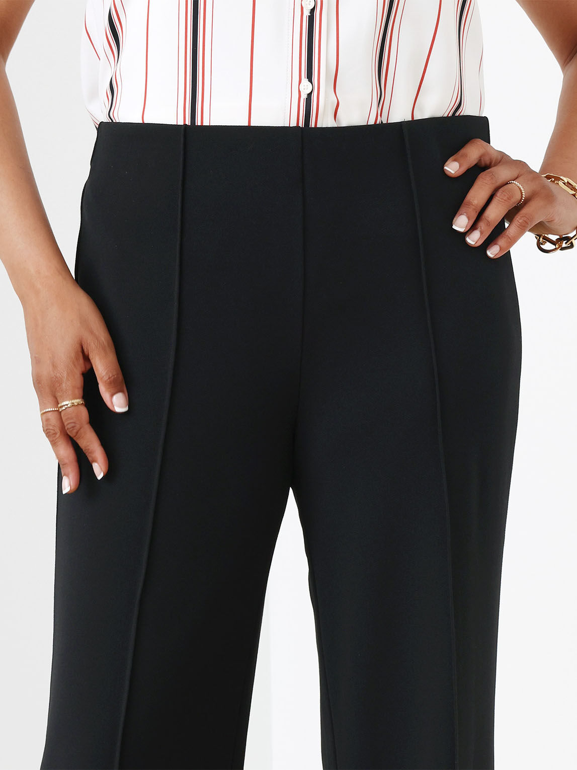 High waisted black straight leg pants top