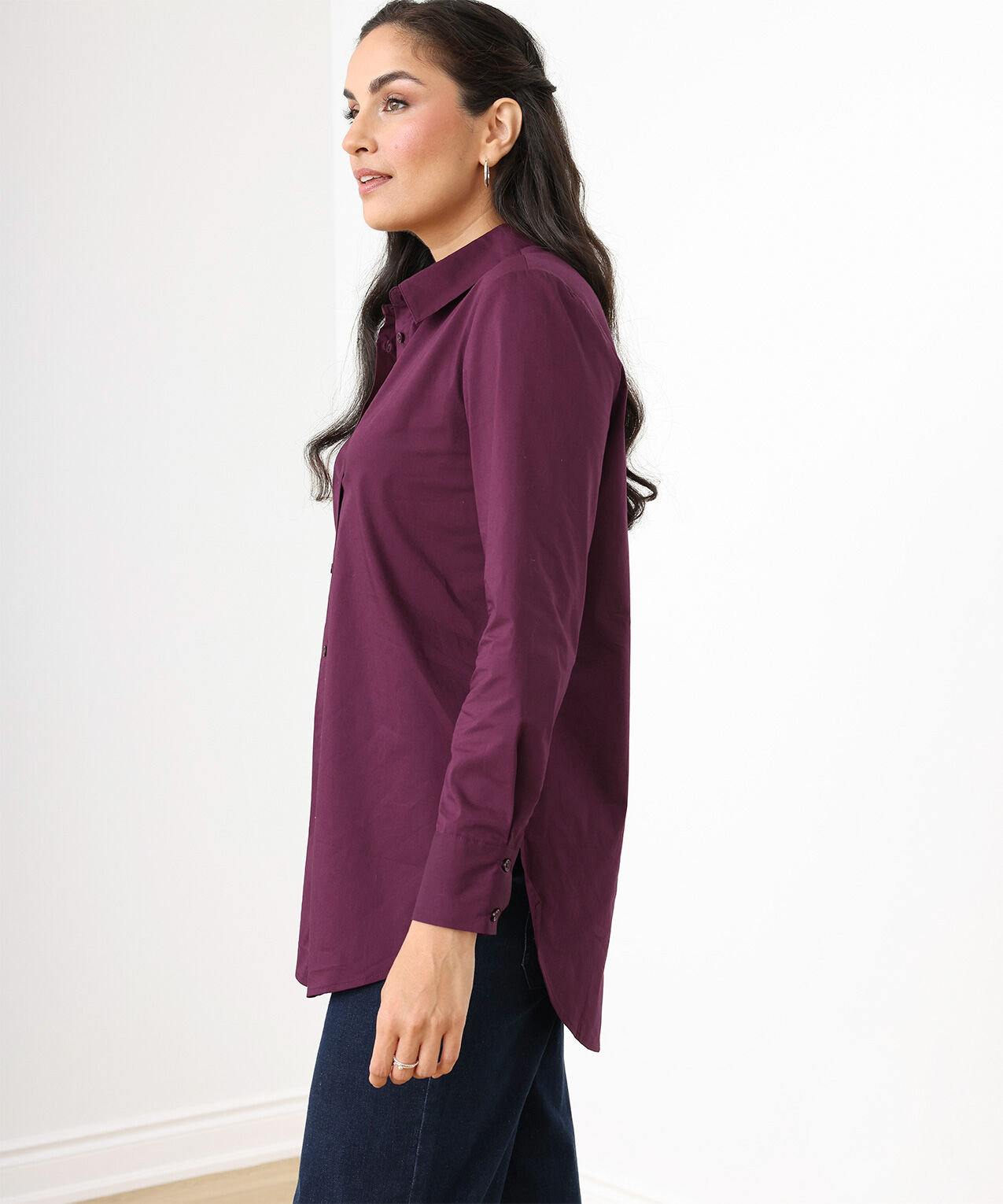 Long Sleeve Relaxed Fit Collared Shirt