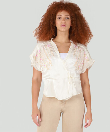 Dex Embroidered Wrap Top Image 1
