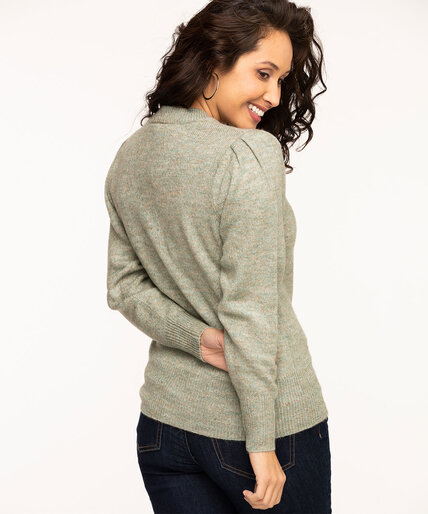 V-Neck Puff Shoulder Sweater Image 2