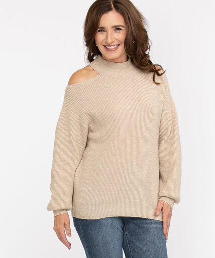 Cutout Shoulder Pullover Sweater Image 1
