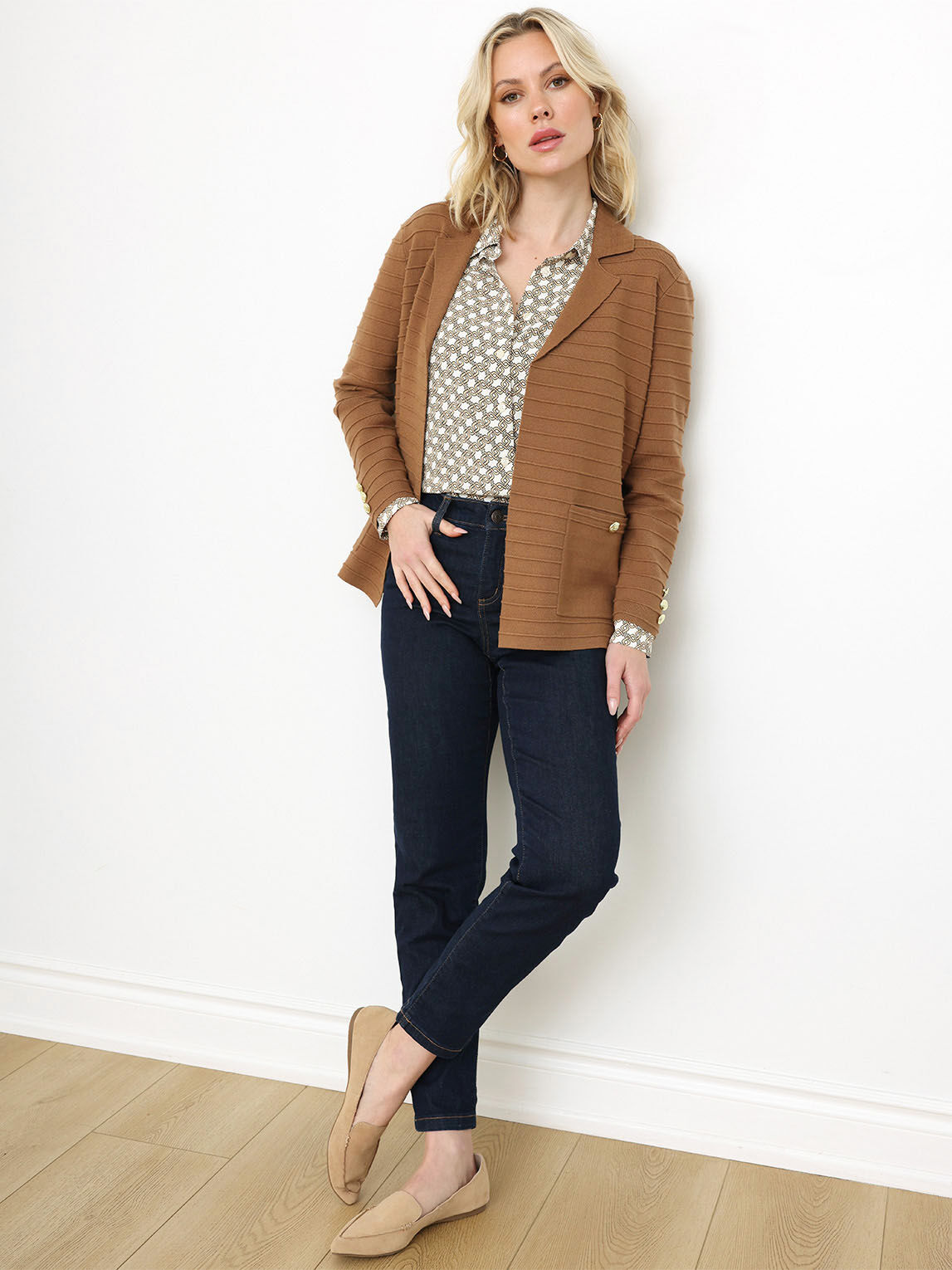 Petite Open-Front Knit Blazer Sweater