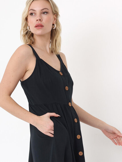 Petite Viscose Button-Front Midi Dress Image 5