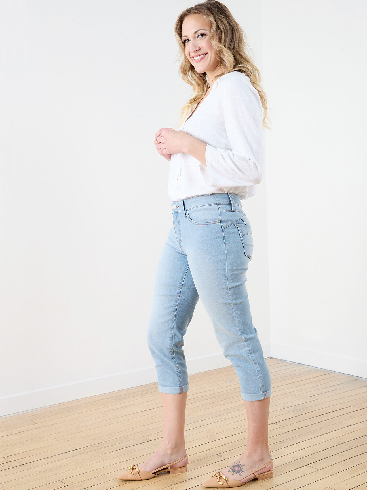 Blue jeans capris clearance
