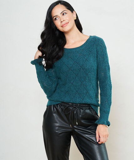 Boat Neck Pointelle Sweater Image 5
