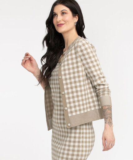 Gingham Button Front Cardigan Image 2