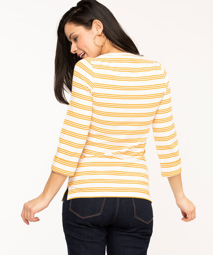 Striped 3/4 Sleeve Boat Neck Tee Image 3