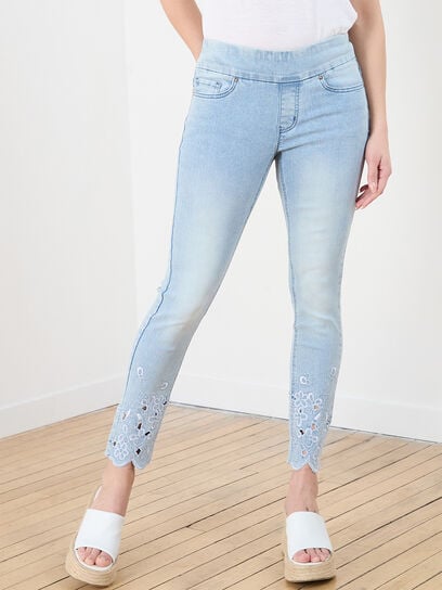 Slim Embroidered Ankle Jeans 