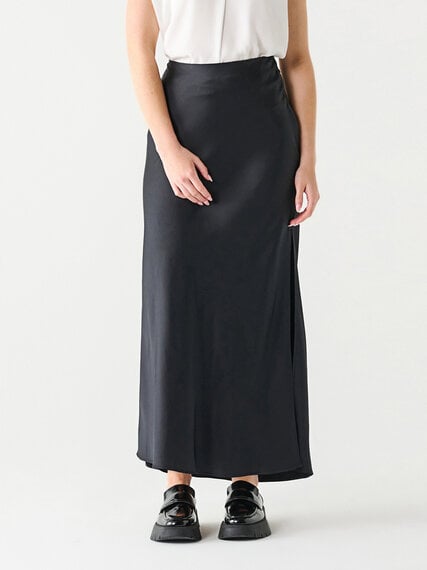 Black Satin Maxi Skirt by Black Tape Image 1
