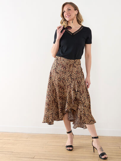 Airflow Animal Print Ruffle Wrap Skirt