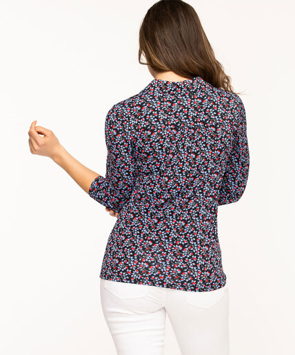 Collared 3/4 Sleeve Popover Top Image 3
