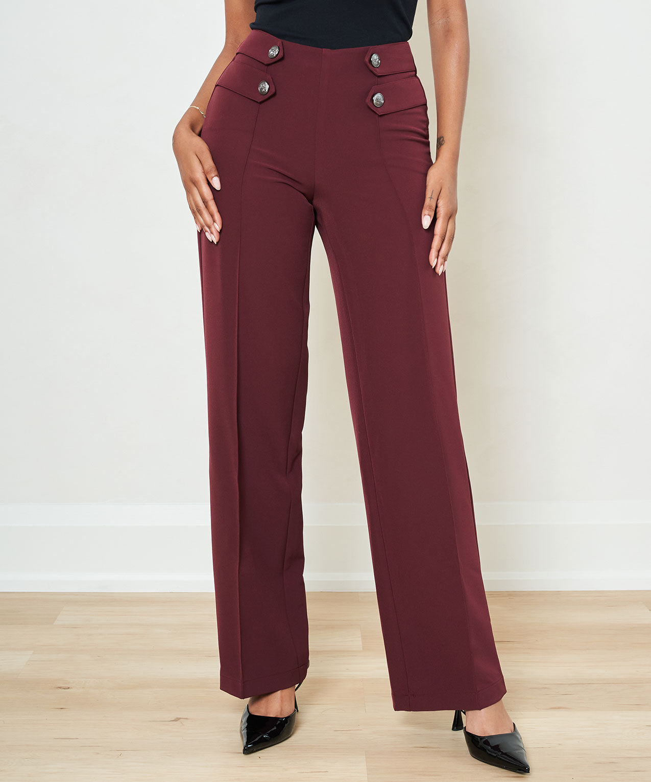 High waisted wide leg trouser pants cheap