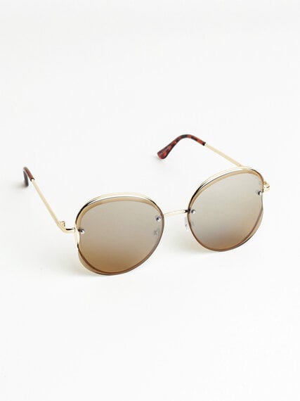 Round Gold Metal Frame Sunglasses Image 2