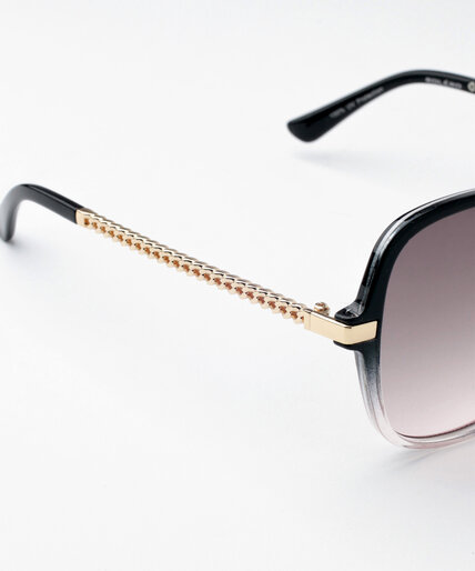Black & Pink Sunglasses with Gold Metal Detail Image 2