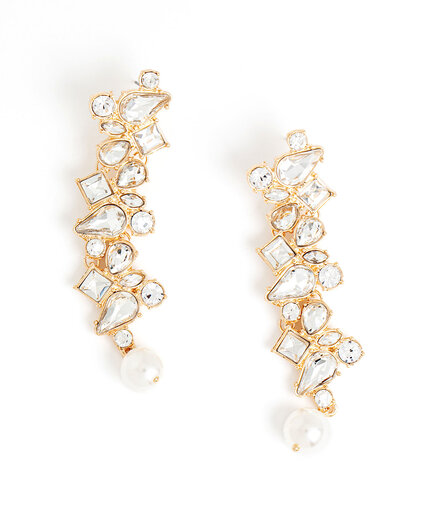 Crystal & Pearl Drop Earring Image 1