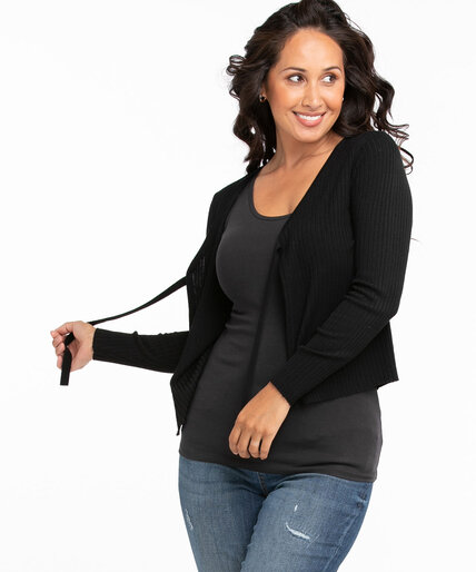 Tie Front Ribbed Cardigan Image 1