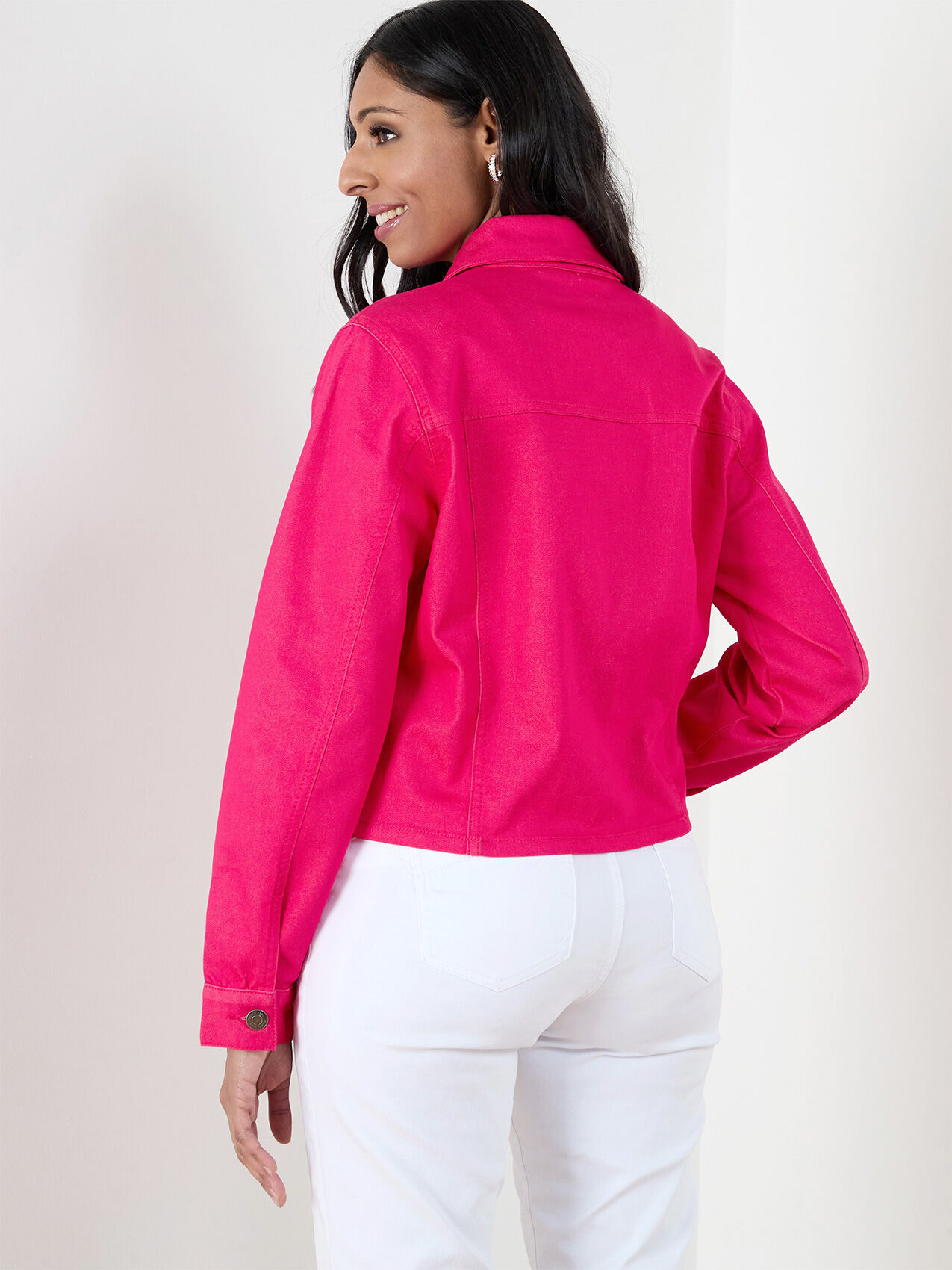 Petite Colour Pop Cropped Denim Jacket Cleo 4000009772