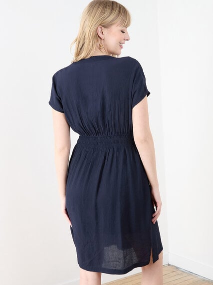 Textured Button Front Midi Dress Image 5