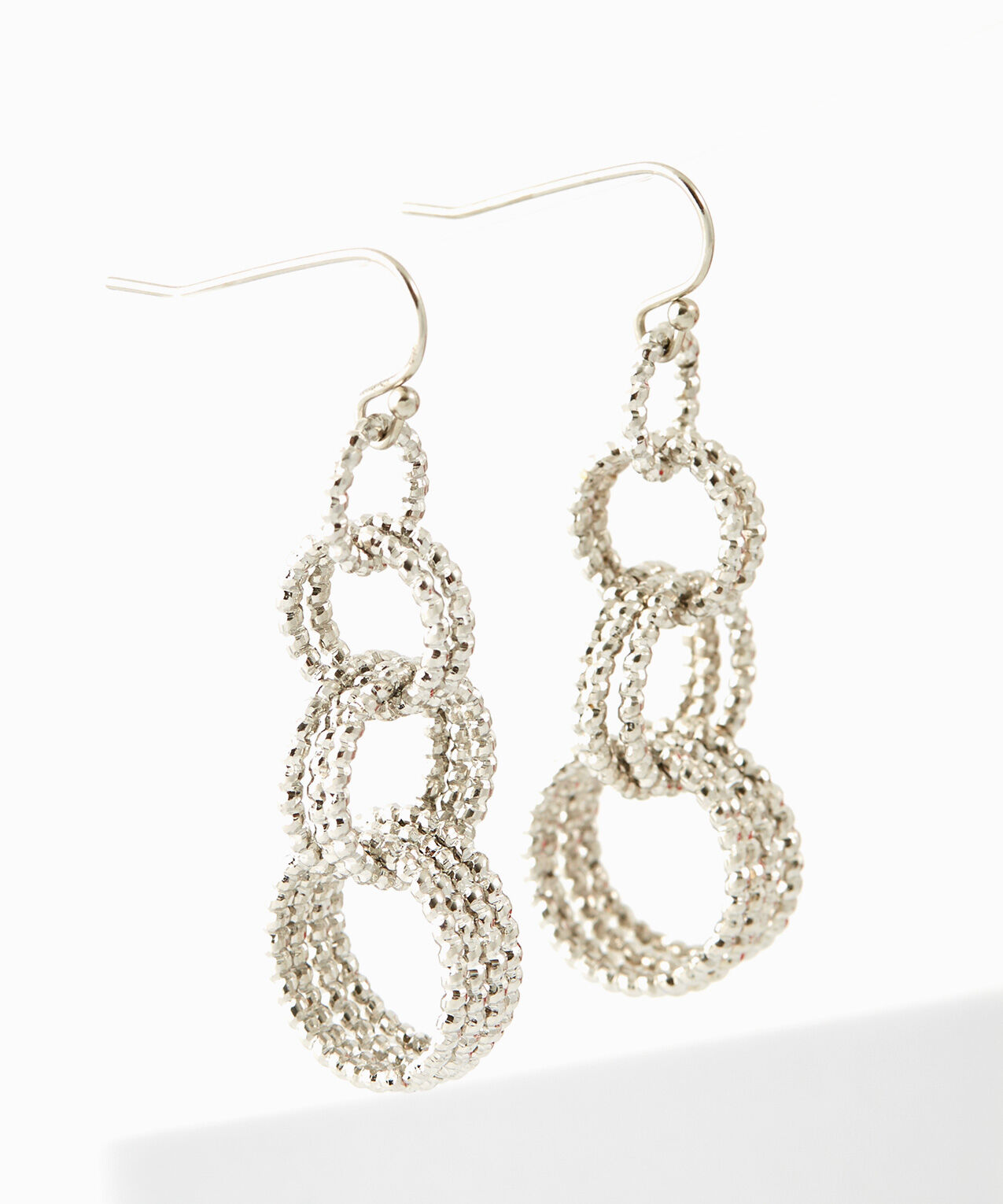 Silver 3-Tiered Ring Earrings