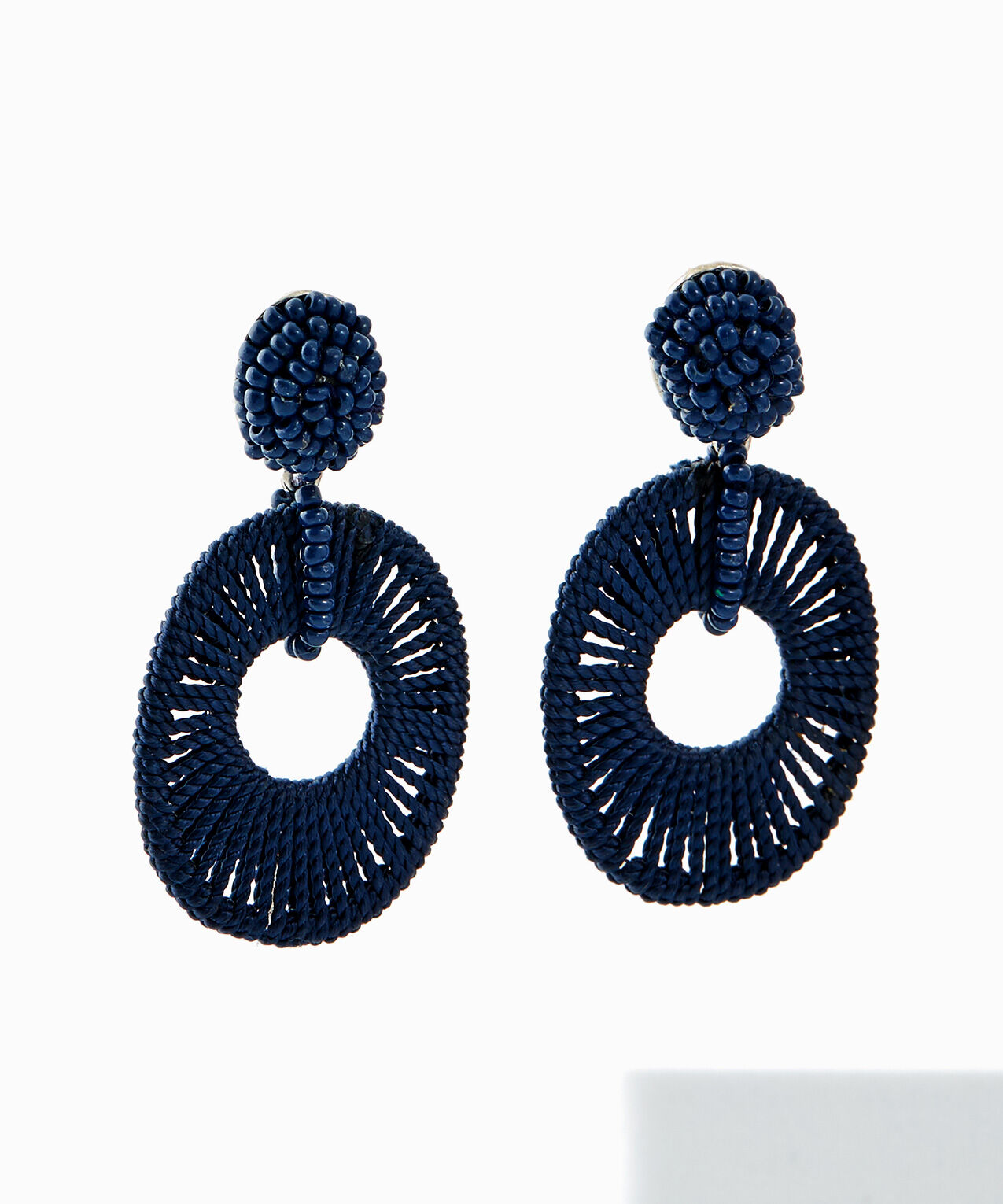 Navy blue long earrings clearance