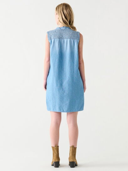 Sleeveless Smocked Shoulder Mini Dress by Dex