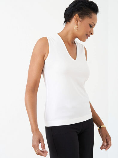 V-Neck Essential Layering Top, White