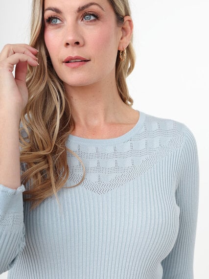 3/4 Sleeve Pointelle Knit Sweater Image 2