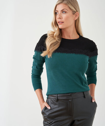 Lace Trim Colourblock Sweater Image 3